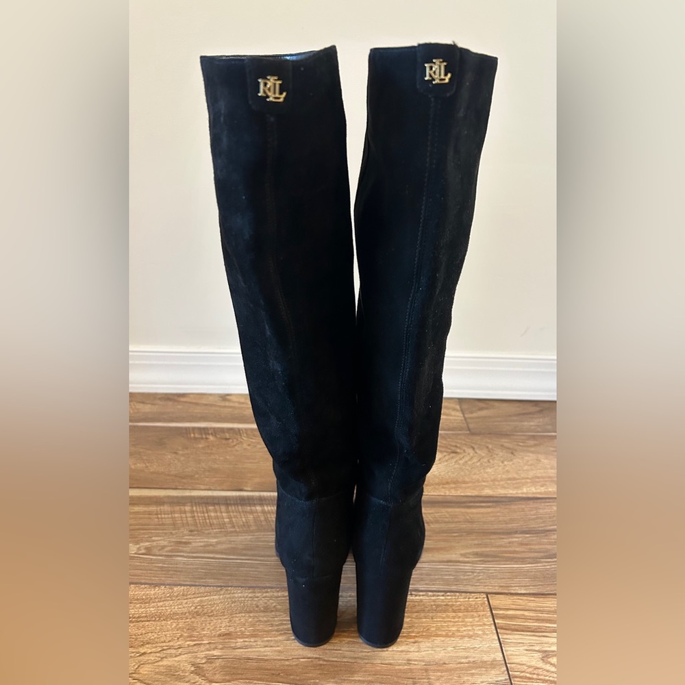 Ralph Lauren Artizan Tall Boots in Women's Size 8.5 in Black Suede NEW W/O BOX - Picture 5 of 8